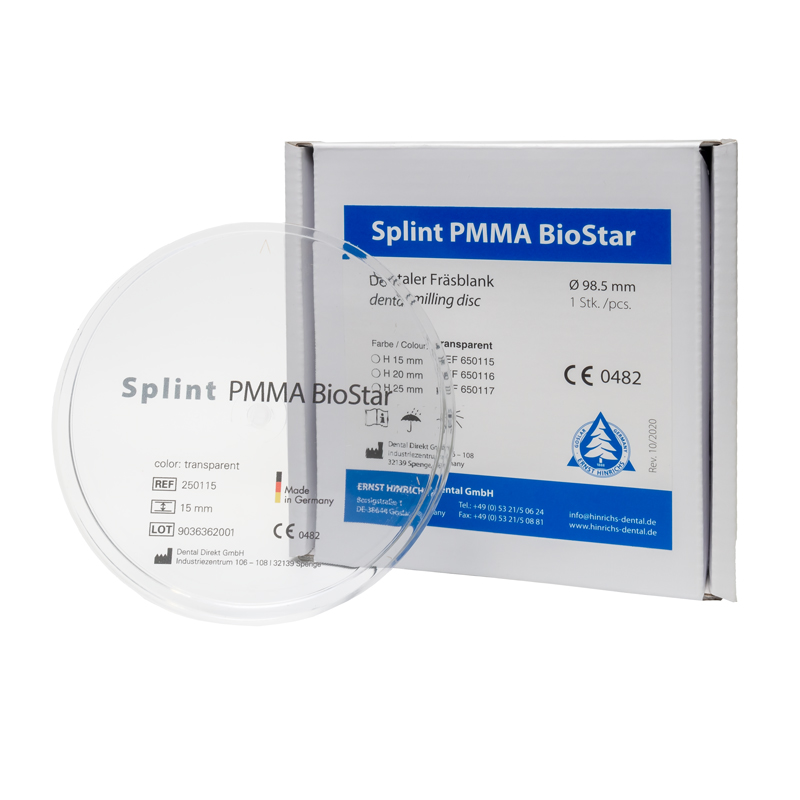 Splint PMMA BioStar, transparent, H 15 mm
